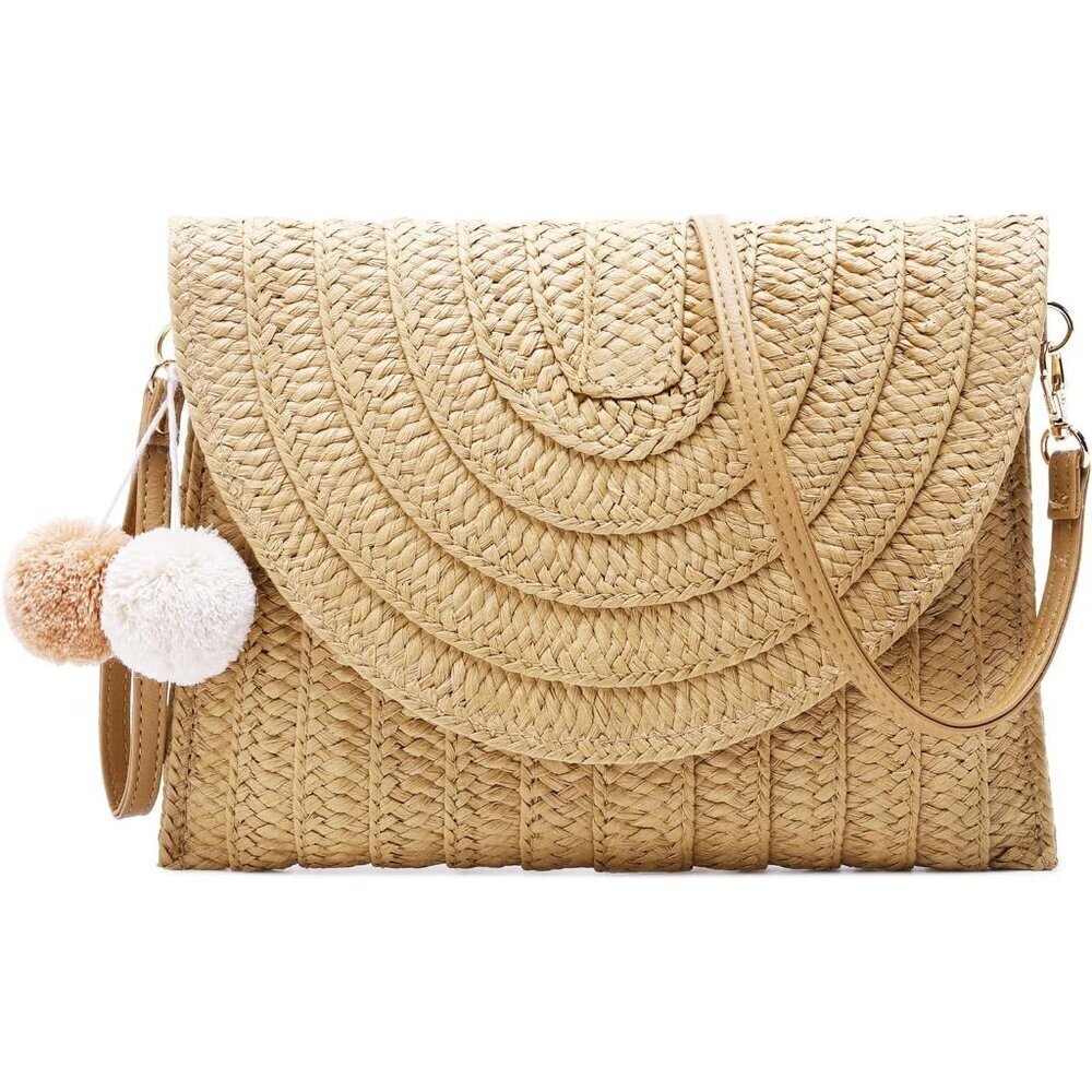 ❤️Straw Shoulder Bag for Women Straw Clutch Crossbody Bag Summer Beach Woven Bag